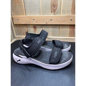 Puma Womens Black & White Hook And Loop Sandals Size 9 US
